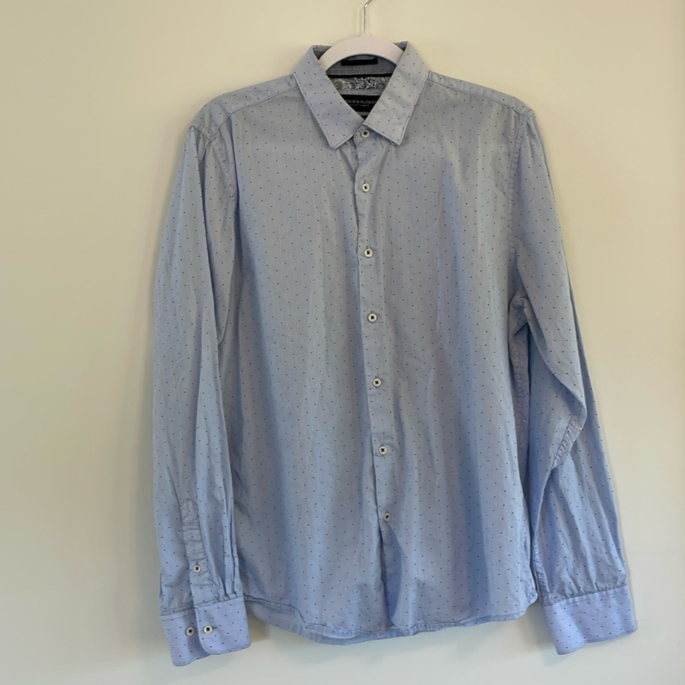 Blue Large Men’s Button Down Denim & Flower